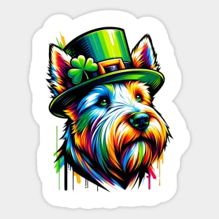 Scottish Terrier Enjoys Saint Patrick's Day Festivities Sticker